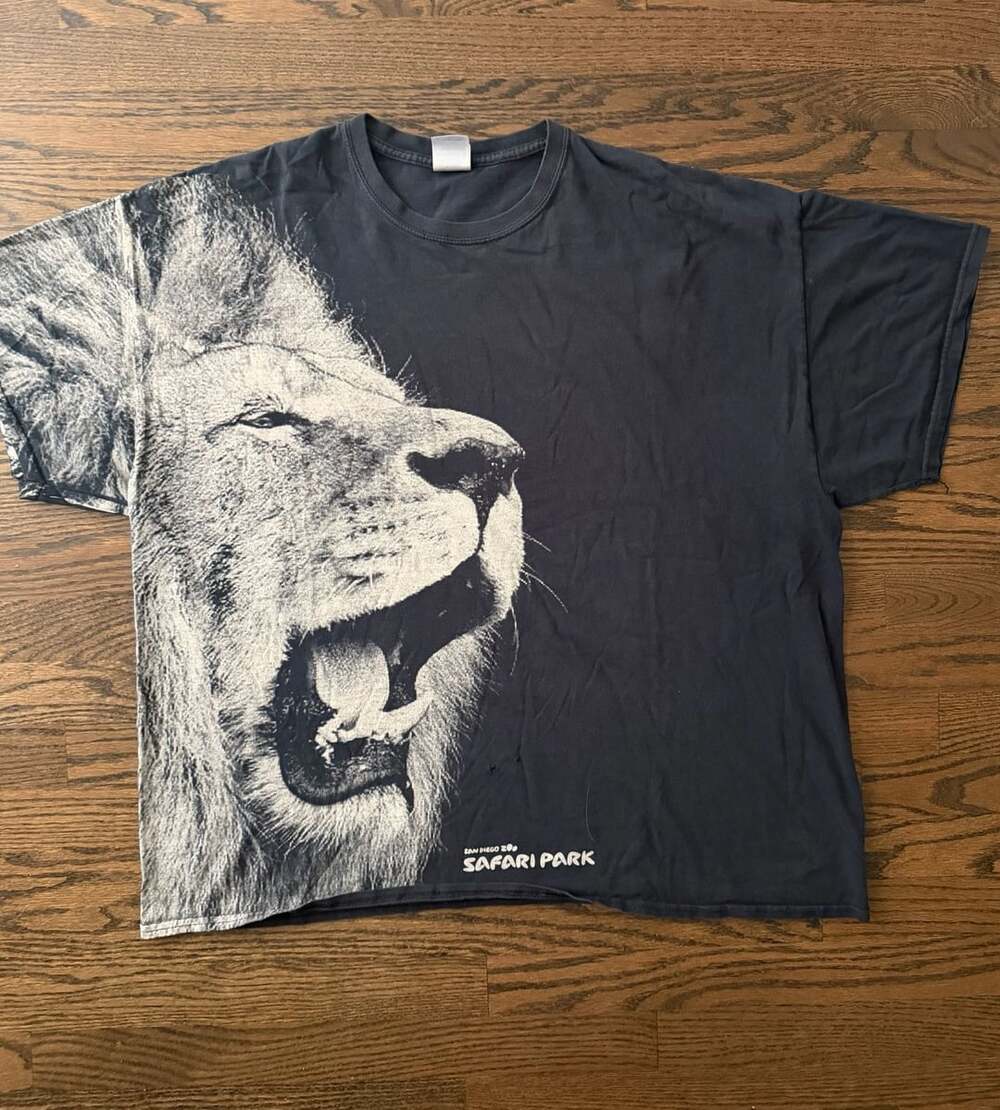 San Diego Zoo Safari Park Large Lion Graphic T-Shirt Black 2XL
